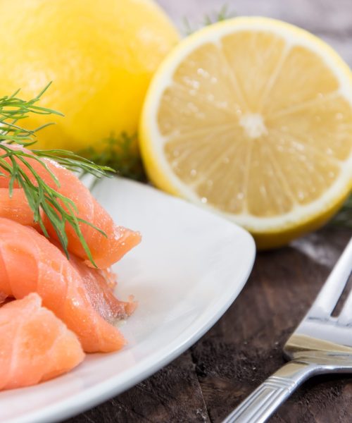 Portion of Salmon on a small plate